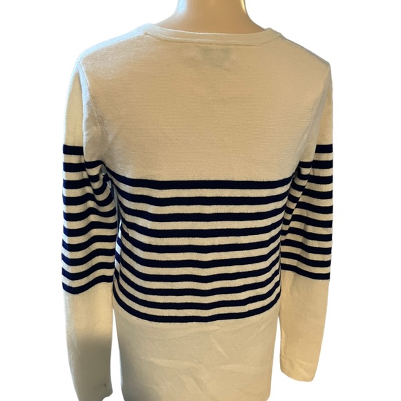 Vineyard Vines Merino Wool Button Neck Sailor Sweater Size S White Blue Stripes - Picture 4 of 9